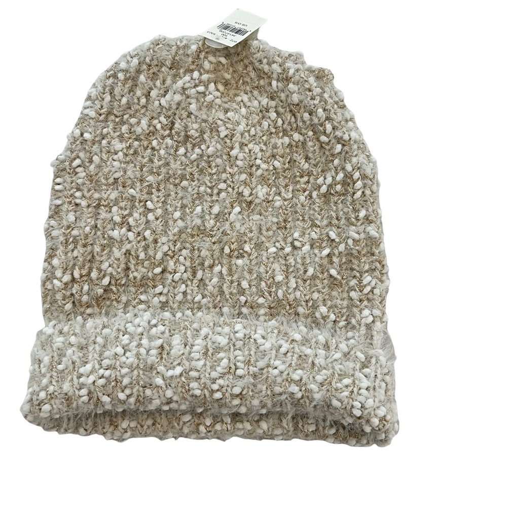 Aerie Matching Hat and Scarf Set Cream Gold Metallic OS - Picture 9 of 12